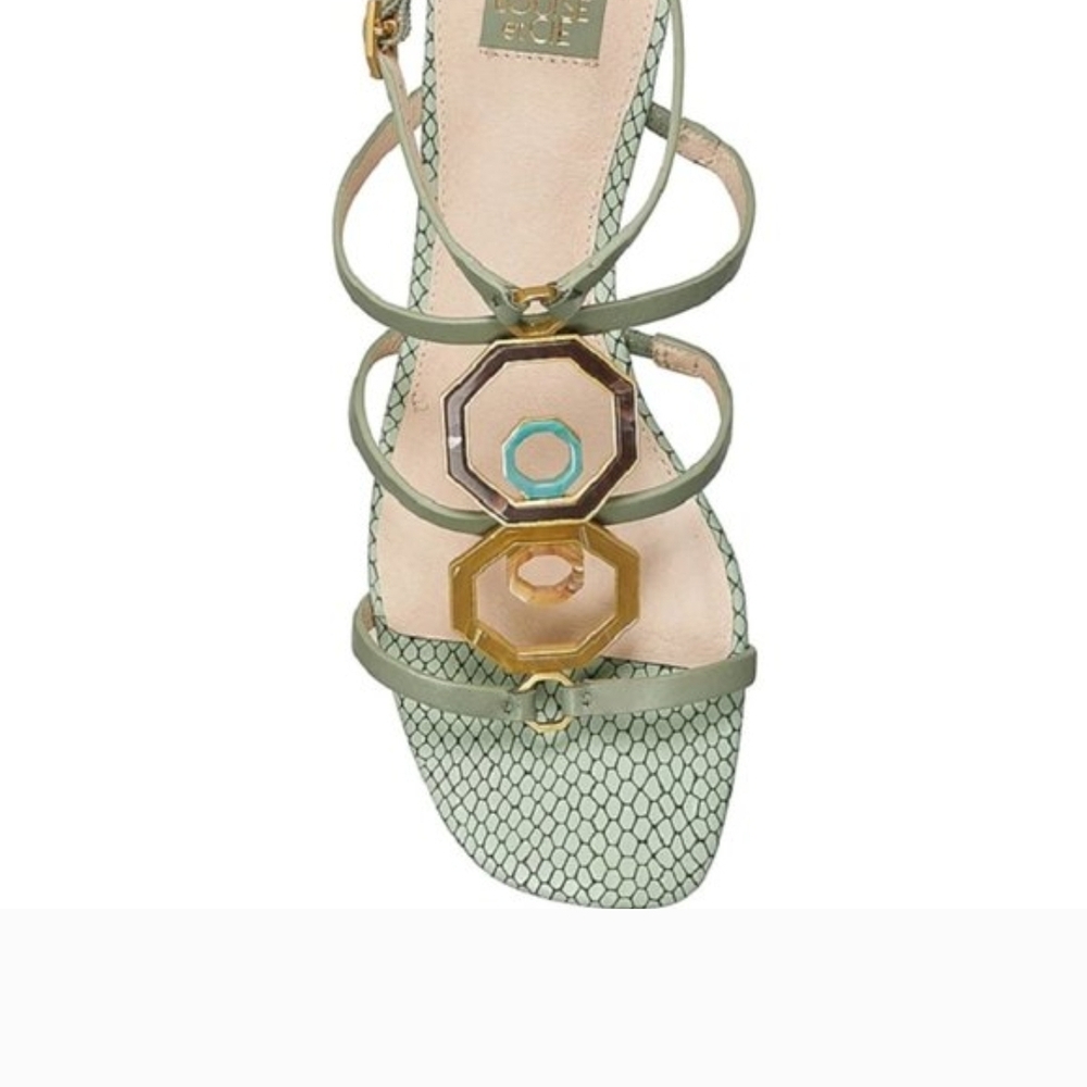 Louise et Cie Mint Green Strappy Sandals with Gold Accents - Picture 3 of 11